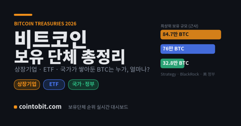비트코인 보유 단체 총정리 대표 이미지 - 상장기업, ETF, 국가가 보유한 BTC 규모를 시각화한 썸네일