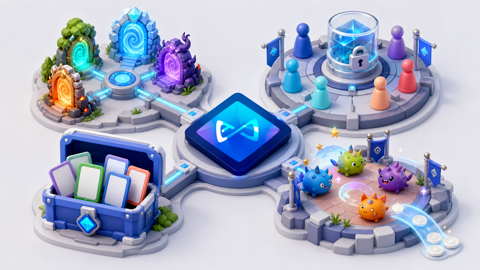 로닌, AXS, 엑시 소유권, play-and-earn. 재건의 네 축.