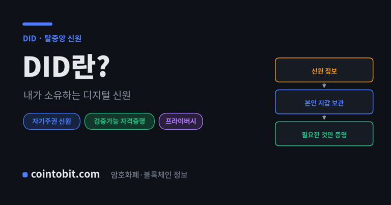DID(탈중앙 신원)란 무엇인가 — 내가 소유하고 통제하는 디지털 신원을 설명하는 대표 이미지