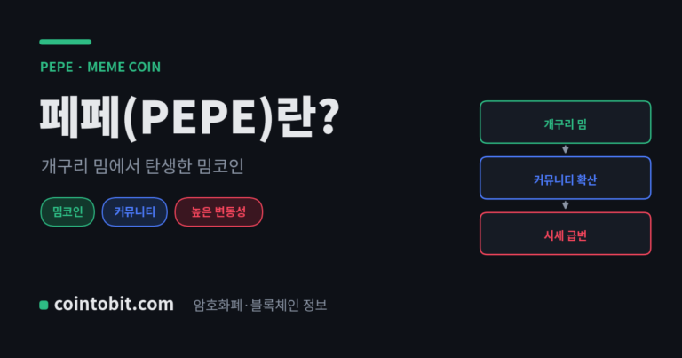 페페(PEPE)란 무엇인가 — 개구리 밈에서 탄생한 대표 밈코인을 설명하는 대표 이미지