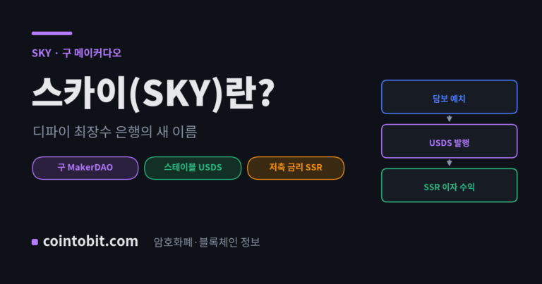 스카이(SKY)란 무엇인가, 메이커다오에서 리브랜딩한 스테이블코인 프로토콜을 설명하는 대표 이미지