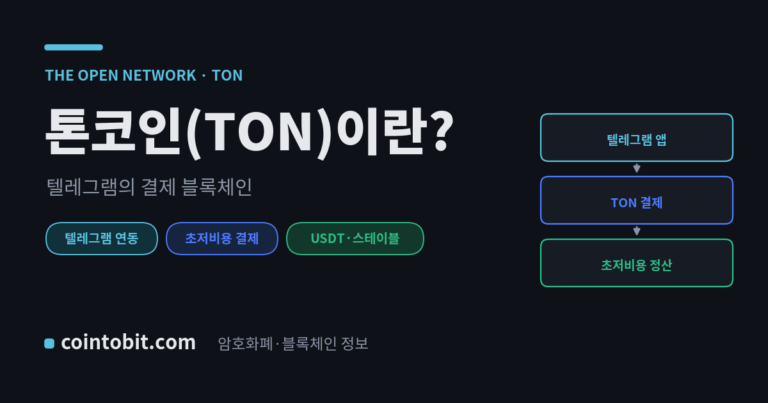 톤코인(TON)이란 무엇인가 — 텔레그램과 연동된 결제 특화 L1 블록체인의 코인을 설명하는 대표 이미지